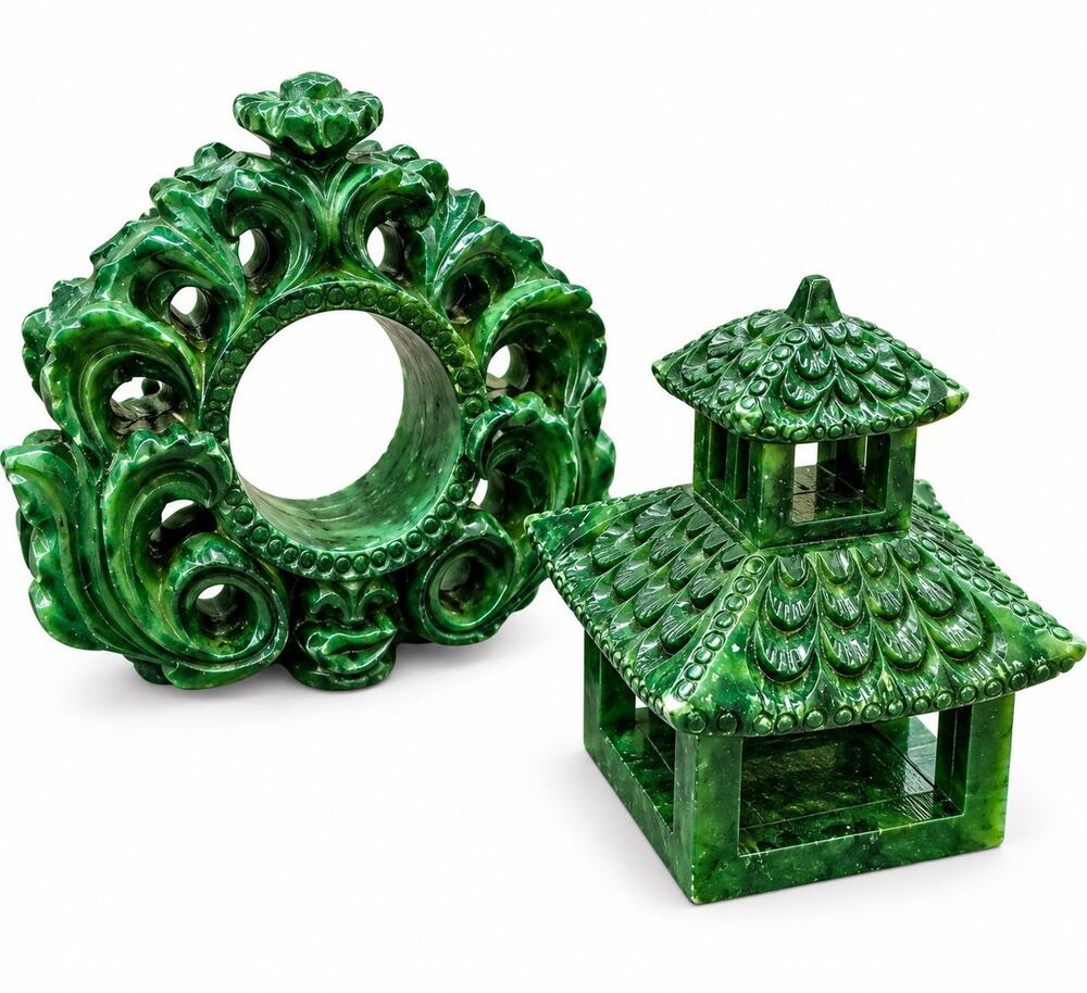 KIM SEYBERT ORIENTAL COLLECTION GREEN NAPKIN RINGS SET OF 2 RARE UNIQUE